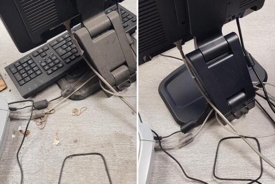 Vacuum cleaner on wooden floor

